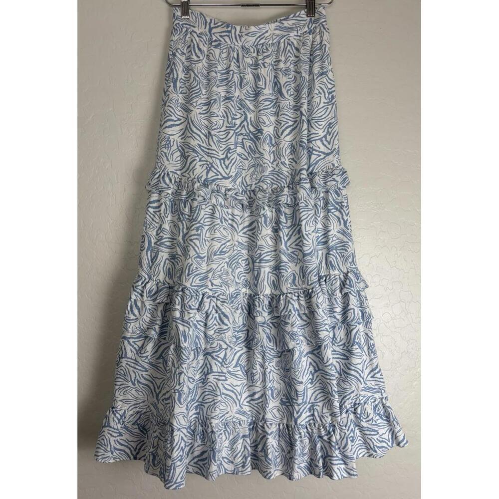 Girl & The Sun Rixie Peasant Prairie Maxi XS‎ blue White 1843